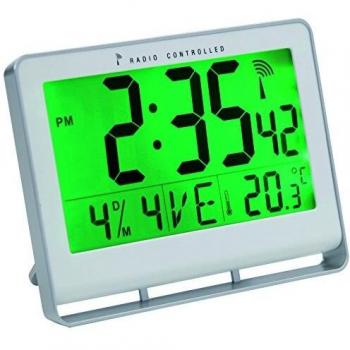 ALBA Reloj de Cuarzo de Pared LCD Fecha, Hora, Temperatura, Alarma, Gris, 20x3x15 cm