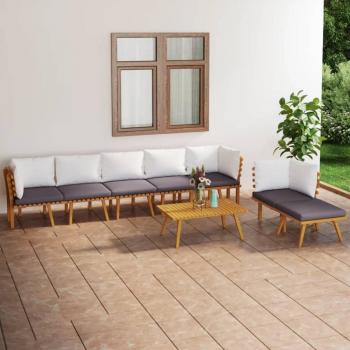 8-Piece Garden Lounge Set with Cushions in Solid Acacia Wood