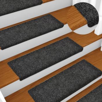 Esteras de escalera Tejido de barriga 10 piezas 65x21x4 cm Gris