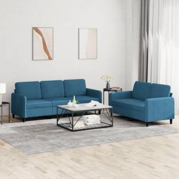 Conjunto de sofá de 2 piezas en terciopelo azul