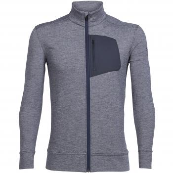 Icebreaker impulso – Chaqueta de manga larga con cremallera cubierta Ups, hombre, Momentum Long Sleeve Zip, Admiral Heather/Snow/Stealth, mediano
