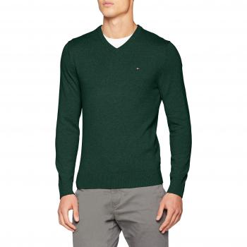 Tommy Hilfiger Pima Cotton Cashmere Vneck, suéter para Hombre, Verde