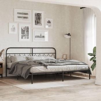 Estructura de cama con cabecero metal negro 200x200 cm