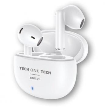 Auriculares Bluetooth Tech One Tech SIUX.01 TEC1401 con estuche de carga, autonomía de 5 horas, color blanco