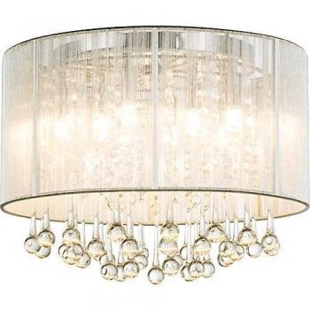 Lámpara de Techo LED Plata Sierra con Elementos Colgantes y Cristales
