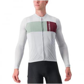 Maillot Castelli Prologo 7 Manga Larga Blanco y Plata Burdeos - Talla M