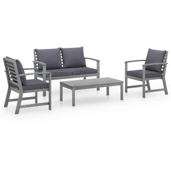 4-Piece Solid Acacia Wood Garden Lounge Set with Cushions