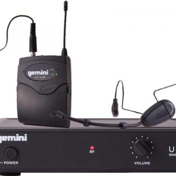 Gemini UHF-01HL Single Channel UHF Wireless Headset/Lavalier Microphone System, F1: 517.6MHz