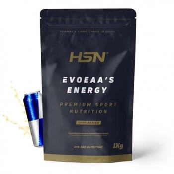 Aminoácidos Esenciales en Polvo HSN Evoeaa's Energy - Bebida Energética Sabor 1kg | 59 Tomas | 9 EAAs con Cafeína, Extractos Herbales, Vitaminas y Minerales