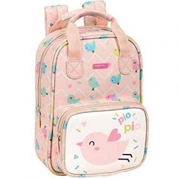Safta Mochila Escolar Niños, 200x80x280 mm, Rosa Claro/Blanco