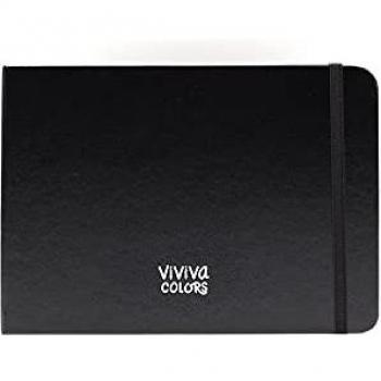 Viviva - Cuaderno de bocetos A5, 100% algodón, 300 g/m², 40 páginas (20 hojas), encuadernado en piel