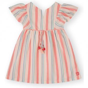 Vestido de niña a rayas con manga volante