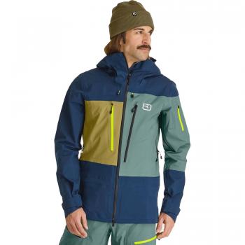 Chaqueta freeride para hombre Ortovox 3L Deep Shell Jacket (Deep Ocean) - chaqueta impermeable, transpirable, de tres capas, diseñada para deportes al aire libre y freeride, color azul profundo