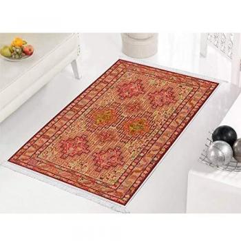 Homemania HALI-45320 - Alfombra Estampada roja 1 impresión, Moderna, Multicolor de Tela, 80 x 120 x 0,1 cm