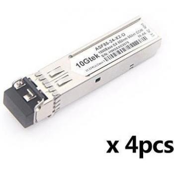10Gtek [4 Pack] Gigabit Módulo SFP Multimodo, 1000Base-SX SFP LC Transceiver, Compatible para Cisco GLC-SX-MMD, Ubiquiti, Netgear, D-Link, TP-Link, Zyxel, Mikrotik, Open Switch, 4pcs