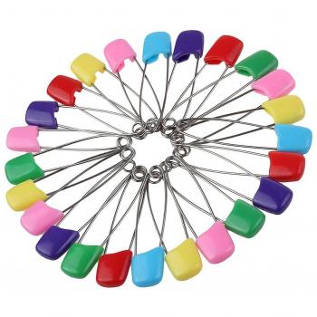 Paquete de 100 paquetes de 2.2 pulgadas, para bebé, bebé, niños, pañales, pañales, pañales, alfileres de seguridad, de plástico, cabeza de bloqueo, de tela, con clip