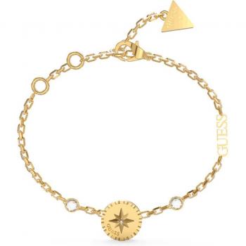Pulsera de mujer Guess MONETE JUBB02203JWYGS en acero inoxidable dorado con diseño de círculo y estrella en relieve