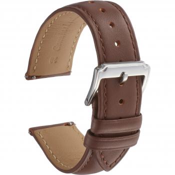 Correa de Reloj Calum de Cuero Genuino Lisa con Liberación Rápida para Smartwatch 12mm a 24mm - (19mm, Marrón)