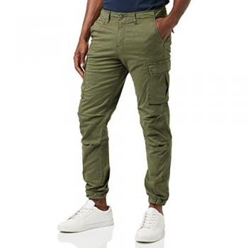 Jack & Jones Men's Olive Night Cargo Trousers Tucker Ama, Carrot Fit, Size 36/34