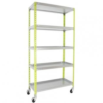 Estantería con ruedas de jardín Simonrack 5 estantes Verde/Galvanizado 1800x900x500 mm, capacidad de carga 75 kg