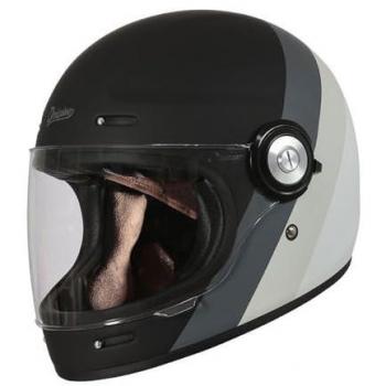 Casco Integral Retro Vega Fibra de Vidrio Gris-Blanco-Negro