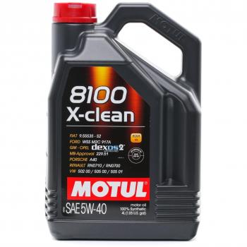 Aceite de motor MOTUL 8100 X-Clean 5W40 C3 4L, viscosidad 5W40, tipo sintético, capacidad de 4 litros, cumple con las especificaciones C3