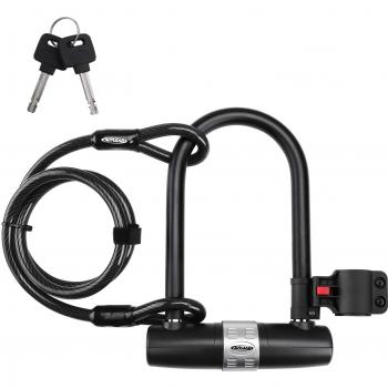 AUTLEAD Candado en U, Candado de Bicicleta con Cable Flexible de 1200mm y Diámetro de 18mm, U Lock con Alta Seguridad para Bicicleta