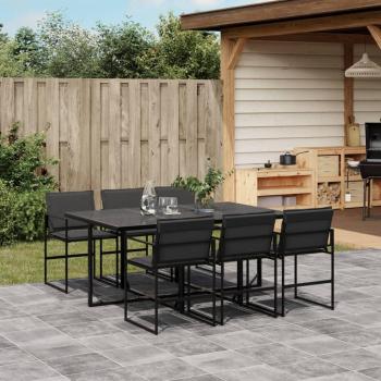 7-Piece Black Textilene Garden Dining Set with Cushions