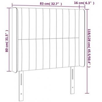 Cabecero con orejas de tela gris taupe 83x16x118/128 cm