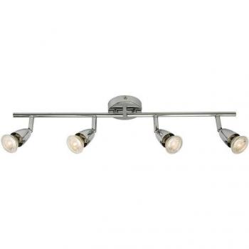 Barra spot Amalfi 4 luces acero cromado, foco de luz ajustable, 4 luces GU10, acabado en cromo