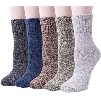 Chalier 5 Pares de Calcetines Térmicos Mujer, Calcetines Termicos Invierno Grueso Antideslizante de Lana para Mujeres
