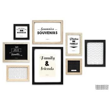 The Home Deco Factory - Marcos de Fotos, Madera + PVC, Negro/Blanco/Marrón, 31 x 7 x 38 cm, Juego de 8
