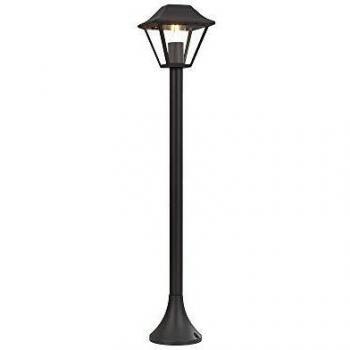 V-TAC - Farola LED E27 60W con Soporte de Cristal, Aluminio Negro, Altura 95 cm, IP44