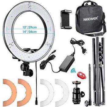 Neewer RL-12 14 LED Ring Light Kit with Stand, Soft Tube, Filter, Bluetooth Receiver for Makeup and Video Shooting