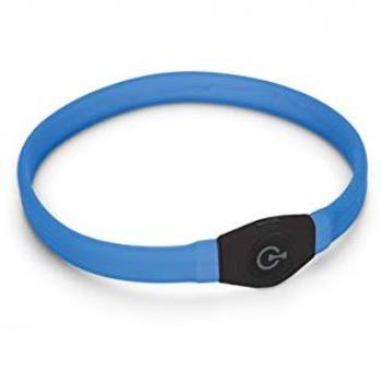 Collar Luminoso LED USB Recargable para Perros de Pelo Largo - Karlie Visio Light Azul 65cm