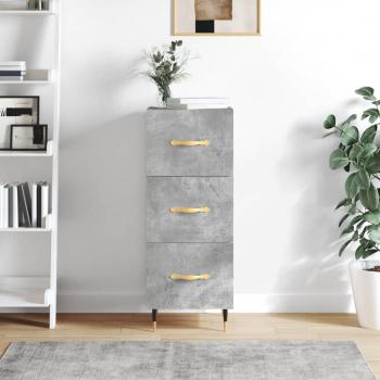Aparador de madera contrachapada 34,5x34x90 cm con puertas y cajón, mueble de almacenaje moderno para salón en color gris hormigón