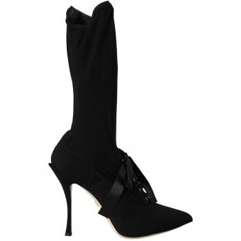 Dolce & Gabbana Black Stiletto Heels Mid Calf Boots - EU37/US6.5
