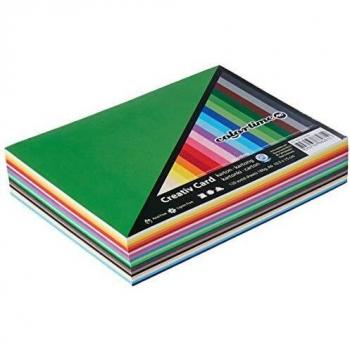 Papel Cartón Colorido A6 180 g/m² - 120 Hojas Colores Asortidos
