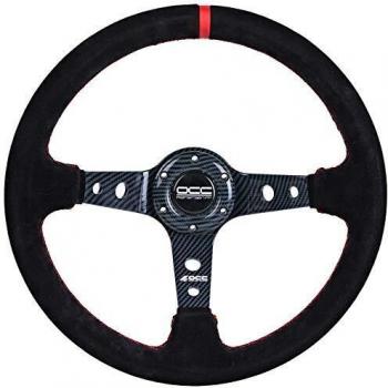OCC MOTORSPORT VOLANTE DESPLAZADO MOD. TRACK PIEL VUELTA BRAZOS EFECTO CARBONO