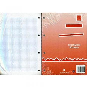 Edelvives - Recambio tamaño cuarto nº 46 con cuadrícula y 80 hojas