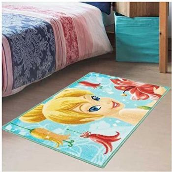 Alfombra Infantil 50x80 cm Lavable a 30° Hadas Azul Tinkerbell