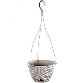 Prosperplast Maceta Redonda Colgante 4,8L Splofy Round WS de plastico en Color Blanco, Ø27 x 16,6 cm