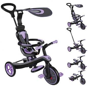 Triciclo evolutivo 4 en 1 GLOBBER lila - Triciclo Globber Explorer para niños de 10 meses a 5 años, incluye funciones de triciclo y draisiano