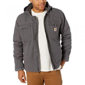 Carhartt Men's Relaxed Fit Sherpa Lined Utility Jacket - Grey, Coats, Size M, Gender: Male; Carhartt Men's Medium Gravel Cotton Washed Duck Bartlett Jacket