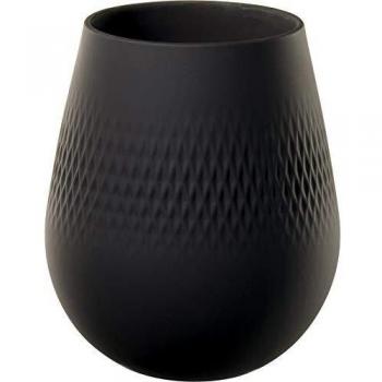 Villeroy & Boch Collier Noir Vase Carré No. 2, 12.5x12.5x14 cm, Premium Porcelain, Black