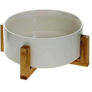 Ensaladera de Bambú y Cerámica 28 cm Blanca