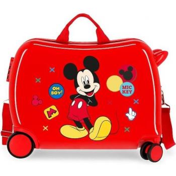 Disney Mickey Enjoy the Day Oh Boy Maleta Infantil Rígida 2 Ruedas Multidireccionales Correpasillos Roja con Capacidad de 34L