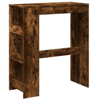 Mesa alta bar con estantes roble ahumado 90x40x103,5 cm Marrón