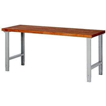 Banco de trabajo ajustable de altura 2000x700mm H790-1140mm, tablero de haya 40mm, R7035