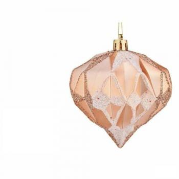 Set de Bolas de Navidad Diamante Cobre Plástico Ø 8 cm (12 Unidades)